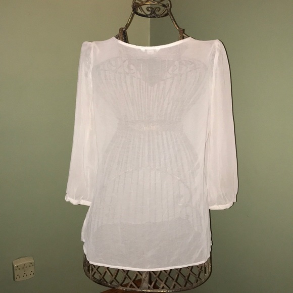 Banana Republic Sheer Ruffle Blouse - Size L - Picture 2 of 3